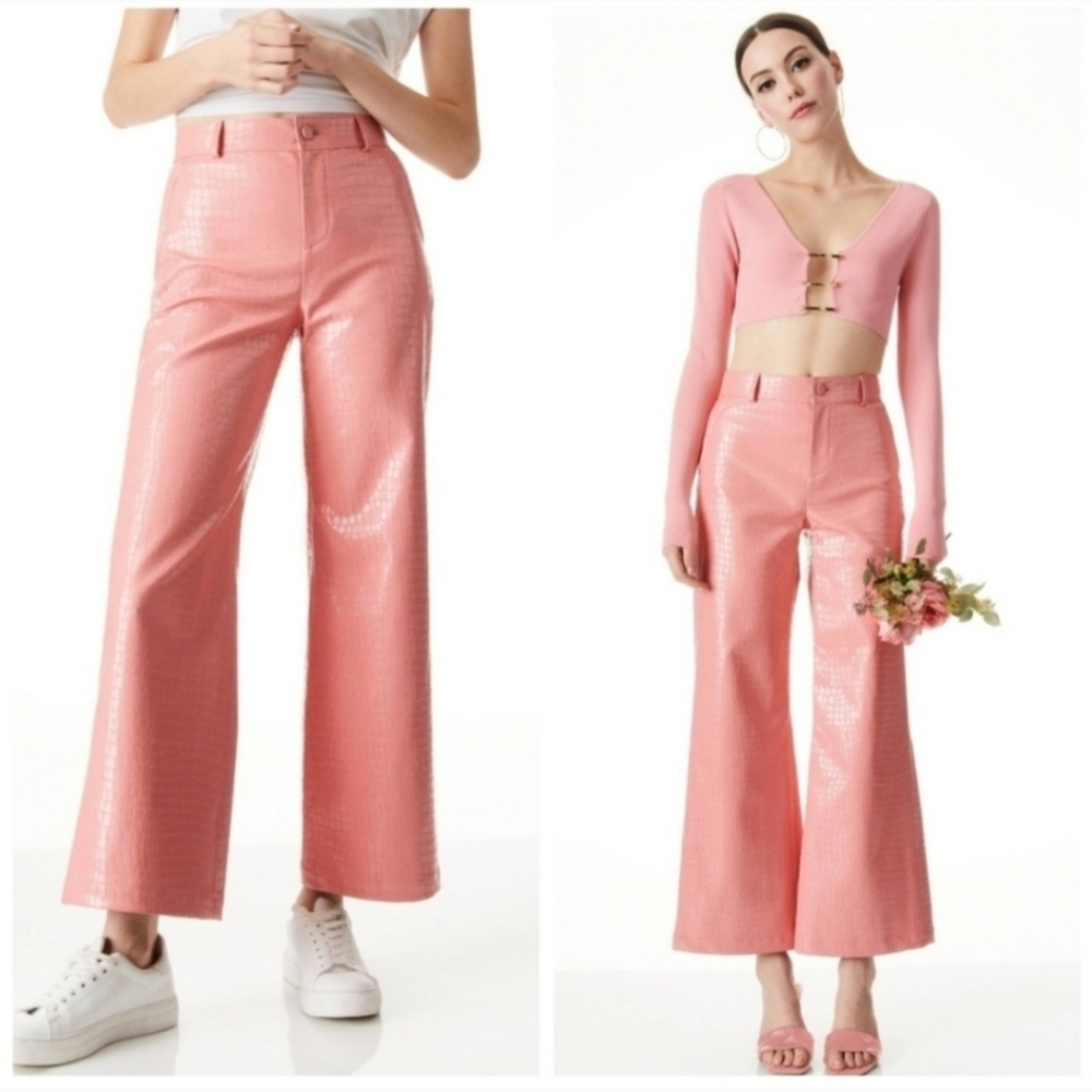 ALICE + OLIVIA TRENT VEGAN CROC CROPPED PANT SIZE 6 - Picture 5 of 13